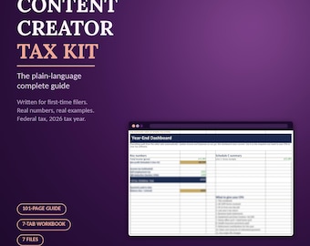 Kit fiscal para creadores de contenido 2026, hoja de cálculo del Anexo C, organizador fiscal (descarga digital)