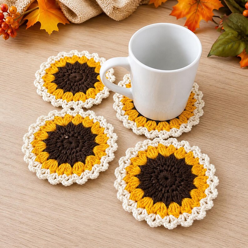Sunflower Crochet Coaster Pattern – Beginner PDF Guide (digital ...