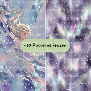 Dreamy Watercolor Seamless Patterns Bundle, Enchanted Winter Princess Repeating Designs, Icy Fairy Tale Digital Paper, Girl Nursery Download