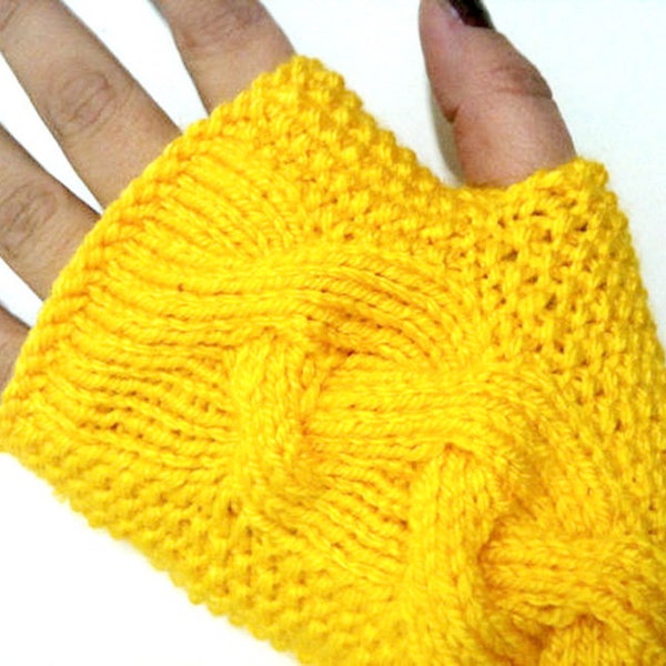 Yellow  Fingerless Gloves Armwarmers Hand Knit Chic Winter Accessories Winter Fashion