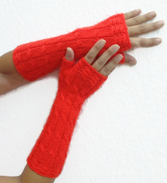 Items similar to FREE SHiPPiNG Red extra long gloves Armwarmers Hand