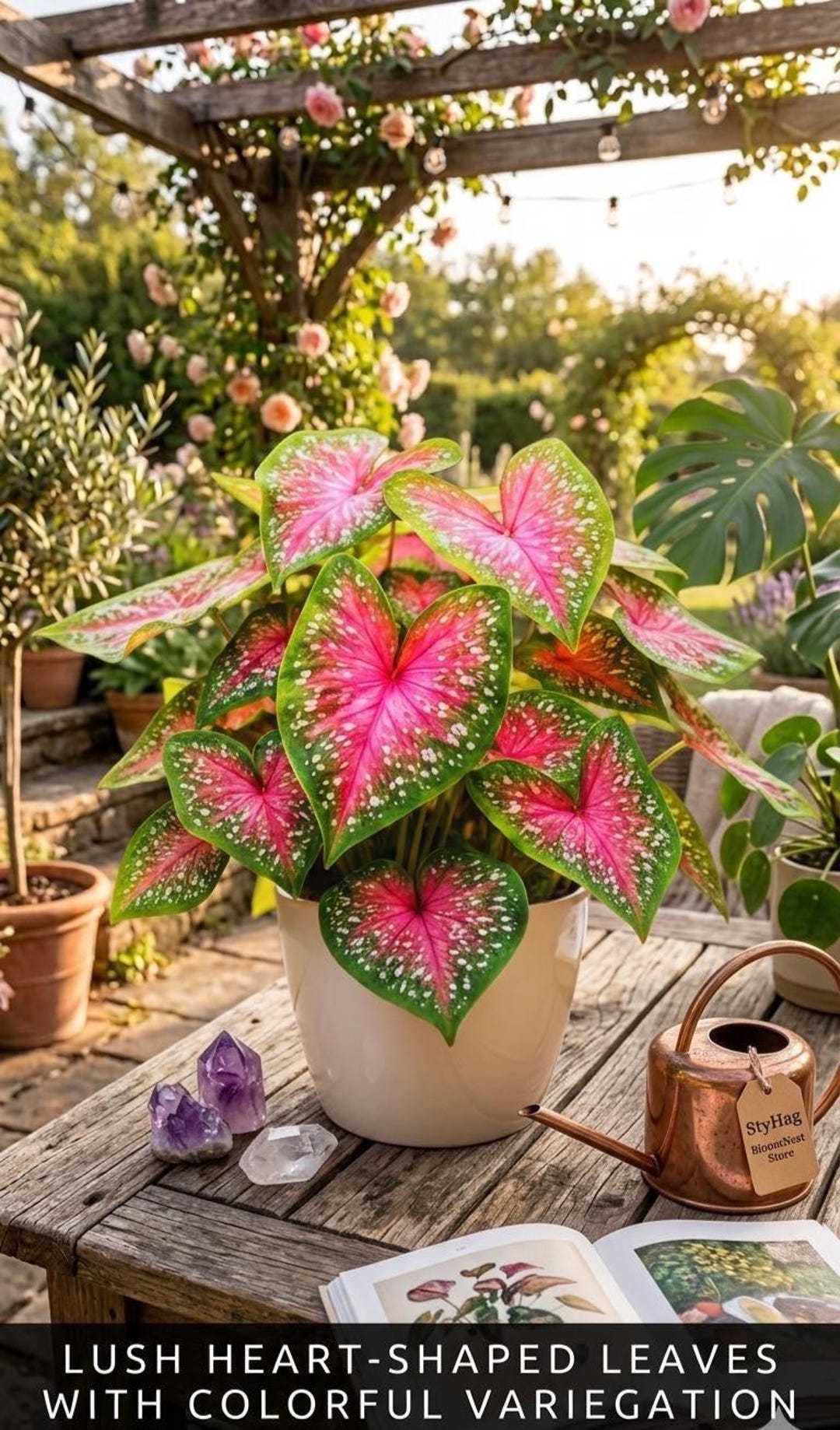 6 Red Alert Caladium Bulbs Bright Red Spotted Tropical Foliage for ...