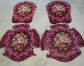 4 French antique top, armchairs, silk velvet 19th-century floral decor tapestry style
