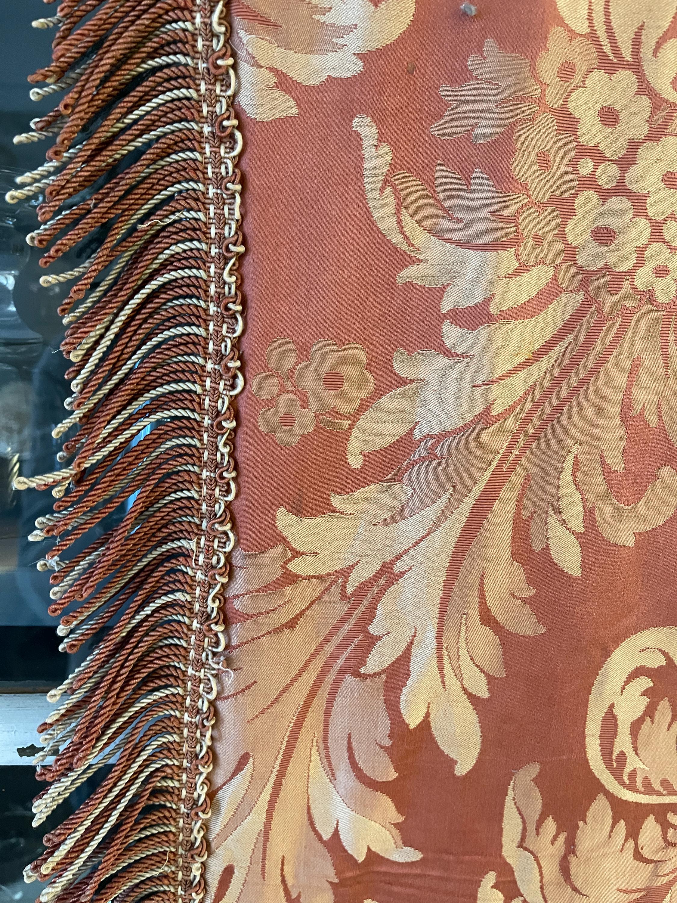 Paire De Tentures En Soie Rose Rideaux Anciens Doublés