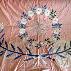Louis XVI Embroidered Silk Altar Frontal, Metallic Sequins Monogram