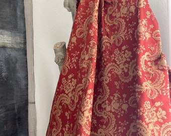 Antique French Curtains: Silk & Linen, Floral Decor, 19th Century