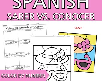 Colorear por Número Saber vs. Conocer Spanish Color By Number