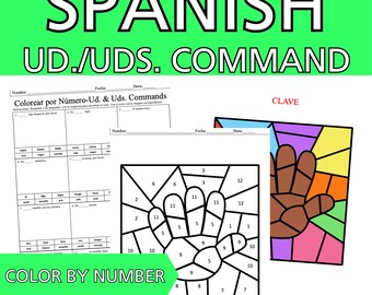 Colorear por Número-Usted and Ustedes Commands Los Mandatos