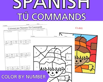 Colorear Por Número Spanish Tú commands Color By Number