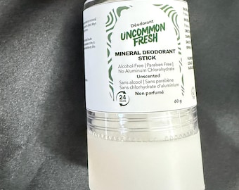 Uncommon Fresh Mineral Deodorant Stick, Unscented, 24-Hour Protection, Aluminum-Free, Vegan (60g)