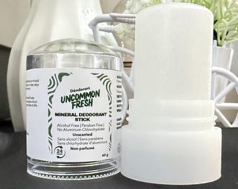 Crystal Deodorant Stick, Unscented, 24-Hour Protection, Aluminum-Free, Vegan (60g)