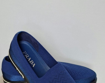 Prada Blue Knit Loafers – Fits EU 42–43