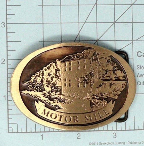 Elkader Iowa Motor Mill Belt Buckle #LE Bronze Vintage Advanced Casting .CVB470