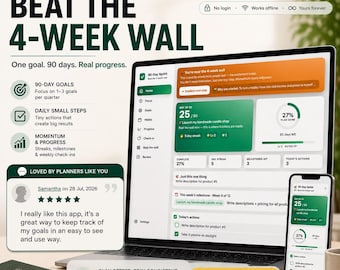 ADHD Quarterly Planner, 90 Day Goal Tracker, 12 Week Year Productivity (Notion Alternative)