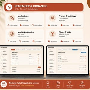 ADHD Life Planner Web App | All-in-One HTML Daily Planner, Habit Tracker, Budget & Mood Log | Works Offline · Instant Download · Light/Dark