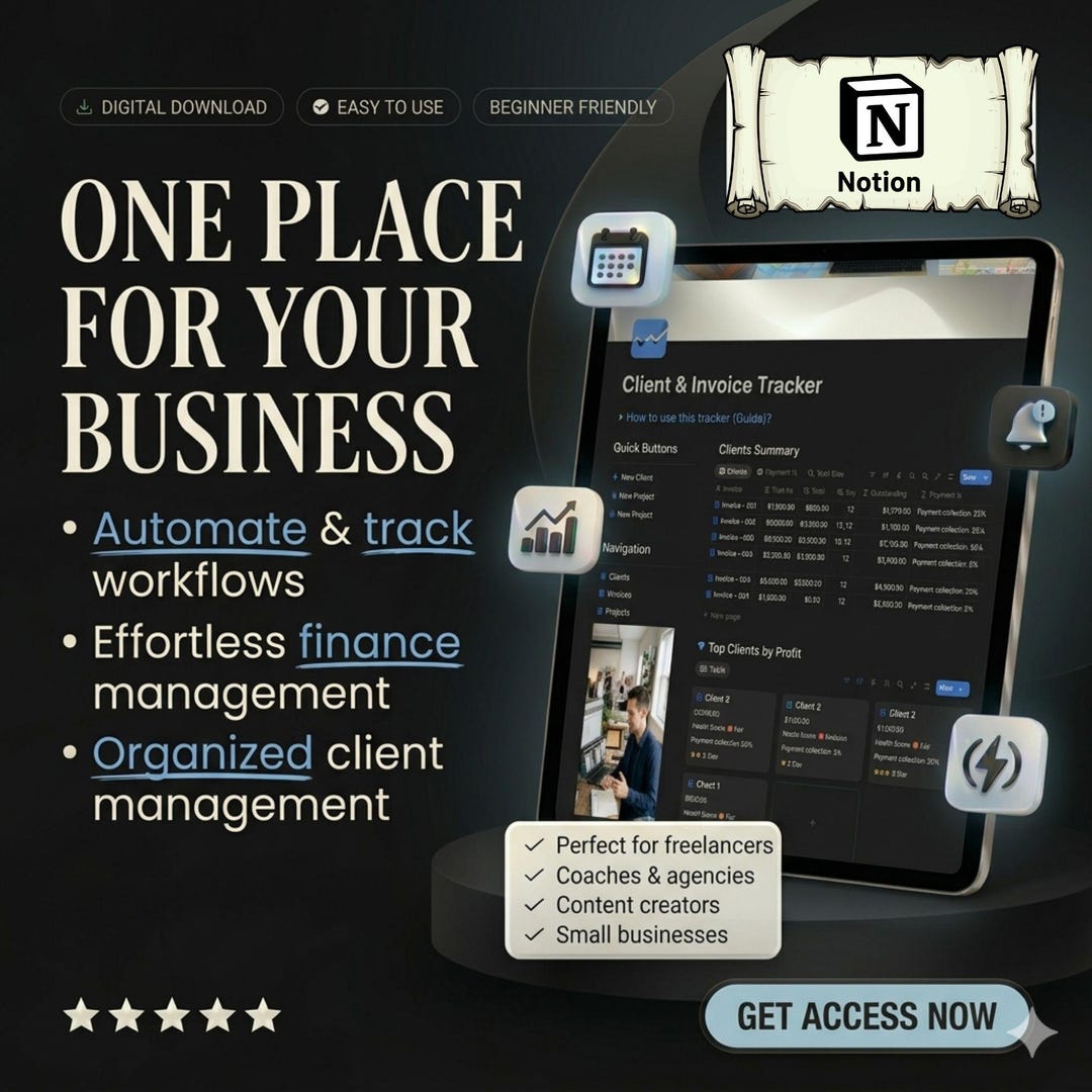 Notion Client Tracker Template for Small Business | CRM, Invoice ...