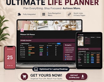 Notion Life Planner Template | Habit, Budget & Subscription Tracker Dashboard (Digital Download)