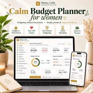 Calm Budget Planner for Women | Finance Tracker, Savings, Net Worth (Alternative Notion App)