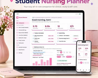 Ultimate Student Nurse Planner | Digital Nursing Student Organiser | SBAR Brain Sheet | Care Plan | GPA Calculator | Clinical Study App