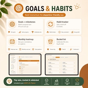 ADHD Life Planner Web App | All-in-One HTML Daily Planner, Habit Tracker, Budget & Mood Log | Works Offline · Instant Download · Light/Dark
