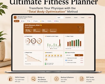 Digital Fitness Planner Web App | Interactive Workout & Meal Tracker for Weight Loss and Wellness (Notion Alternative)