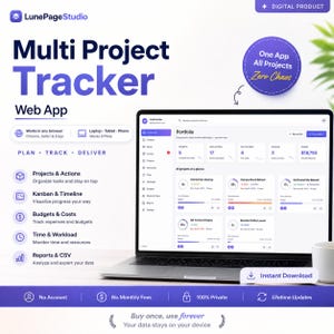 Multi Project Tracker Web App, Task Manager Dashboard with Kanban Board, Gantt Chart, Budgets