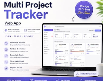 Multi Project Tracker Web App, Task Manager Dashboard with Kanban Board, Gantt Chart, Budgets