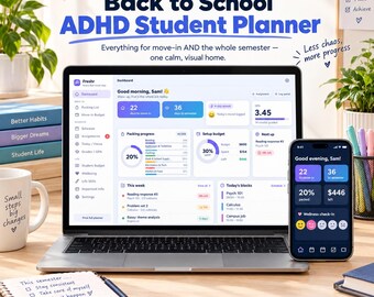 ADHD Student Planner for College & University, Dorm Move-In Checklist