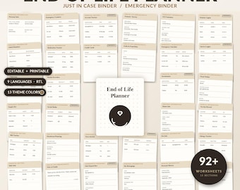 End of Life Planner, Emergency Binder, Funeral Estate Planning (Digital Download)