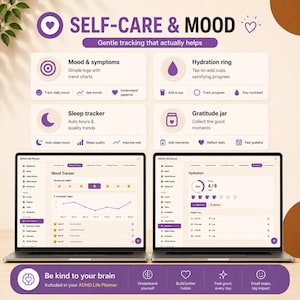 ADHD Life Planner Web App | All-in-One HTML Daily Planner, Habit Tracker, Budget & Mood Log | Works Offline · Instant Download · Light/Dark