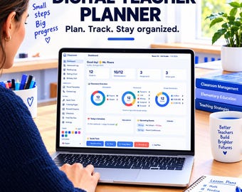 Digital Teacher Planner Dashboard with Seating Chart, Reading Log & Gradebook (Notion Alternative)