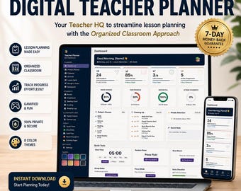 Digital Teacher Planner Dashboard, All-in-One Classroom Organizer with Gradebook, Seating Chart & Homework Tracker
