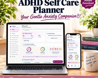 ADHD Self-Care Planner for Women | Anxiety Mood Tracker Web App (Digital Planner)