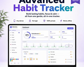 ADHD Habit Tracker Web App | Gamified Planner, Focus Timer, Offline (Notion Alternative)