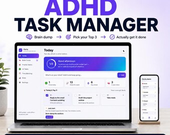 ADHD Task Manager Web App | Brain Dump, Priority Matrix, Time Blocking (Digital Download)