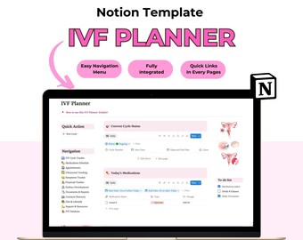 IVF Planer Notion Template | Periodentracker | Schwangerschafts-Planer | Fruchtbarkeit Tagebuch & Medikamente Organizer