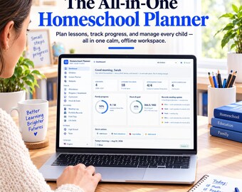 Homeschool Planner Web App | Multi-Child Attendance, Grades, Transcript (Notion Alternative)