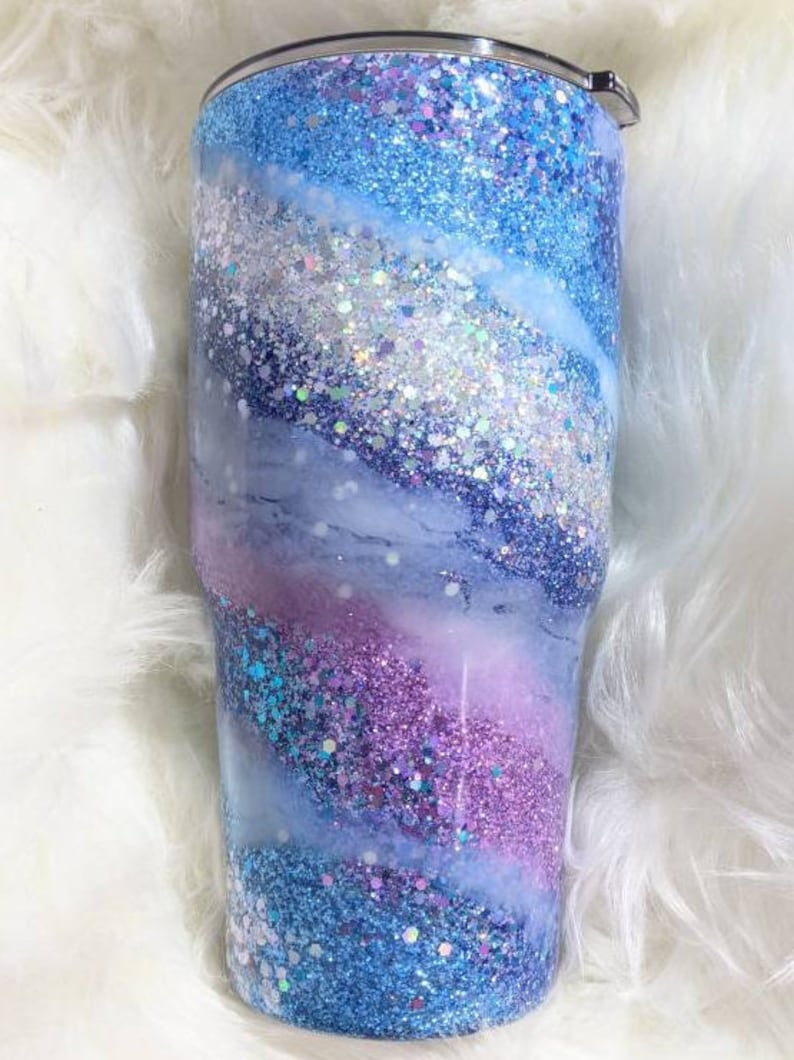 Mermaid Swirl Glitter Sparkle Tumbler With Lid and Straw Etsy