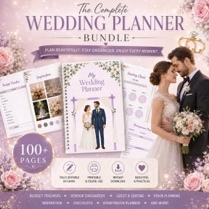 Wedding Planner Canva Template | 100 Page Bridal Binder | Budget, Wedding Organizer