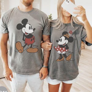 Comfort Colors® Retro Mickey Mouse Shirt, Disney Mickey Minnie Mouse Classic Pose Couple Shirt, Disney Couple Matching Shirt, Disneyland Tee