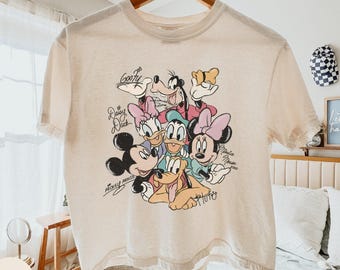 Comfort Colors® Retro Mickey and Friends Disney Boxy Shirt, Disneyland Family Trip Cropped T-shirt, Disney Vacation Summer Tees