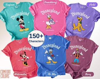 Custom Comfort Colors® Disneyland Shirts, Retro Mickey & Friends Disney Family Vacation Shirt, Magic Kingdom Family Matching Trip Tee