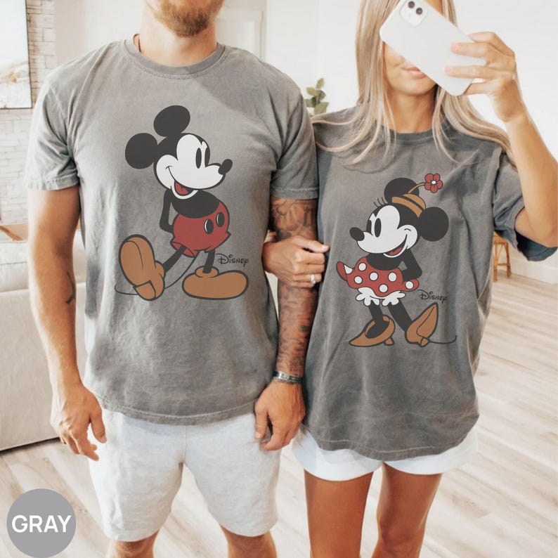 Comfort Colors® Retro Mickey Mouse Shirt, Disney Mickey Minnie Mouse Classic Pose Couple Shirt, Disney Couple Matching Shirt, Disneyland Tee