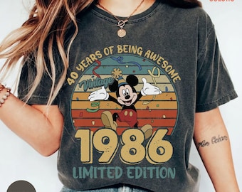 Comfort Colors® 1986 Limited Edition Mickey Retro Shirt, 40th Birthday Gift Tee, Disneyland Birthday Trip 2026 Shirt, Mickey Bday Shirt