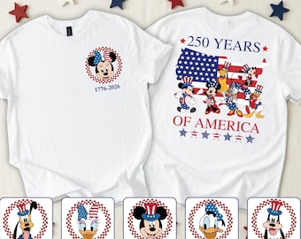 Disney Mickey and Friends America 250th Anniversary 4th Of July Tshirt, 1776 2026 Fourth of July Family Matching Disney Trip Shirts