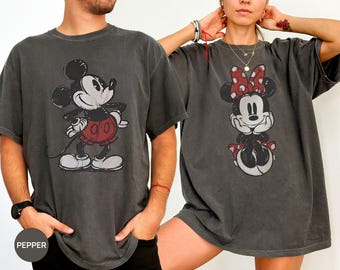 Comfort Colors® Retro Mickey Mouse Shirt, Vintage Minnie Mouse Tshirt, Disney Couple Shirts, Disney Family Matching Tees