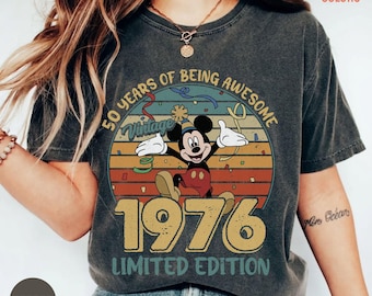 Comfort Colors® 1976 Limited Edition Mickey Retro Shirt, 50th Birthday Gift Tee, Disneyland Birthday Trip 2026 Shirt, Mickey Bday Shirt