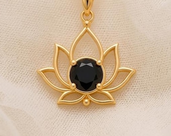 Floating Lotus Stone | Sterling Silver Necklace | Spiritual Lotus Design | Mindfulness Gift