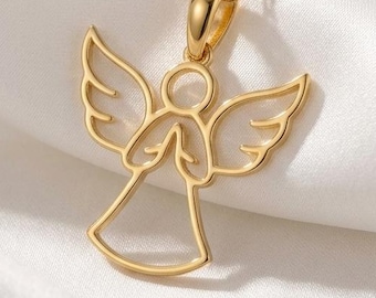 Guardian Angel Necklace | 925 Sterling Silver | Minimalist Angelic Charm | Protection & Comfort Gift