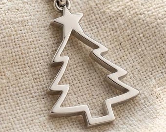Christmas Tree Necklace | 925 Sterling Silver | Festive Winter Theme | Christmas Gift for Her
